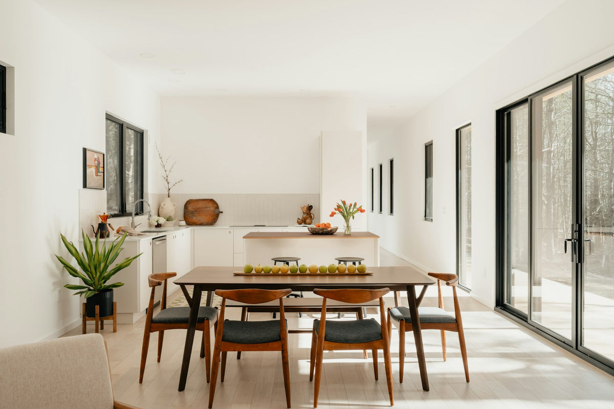 Modern dining room with table and chairs