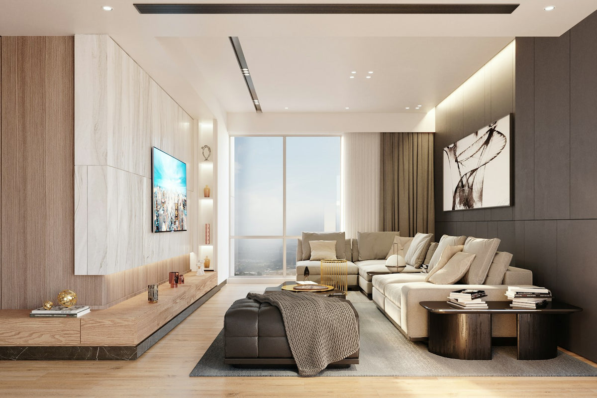 Modern living room with sectional sofa