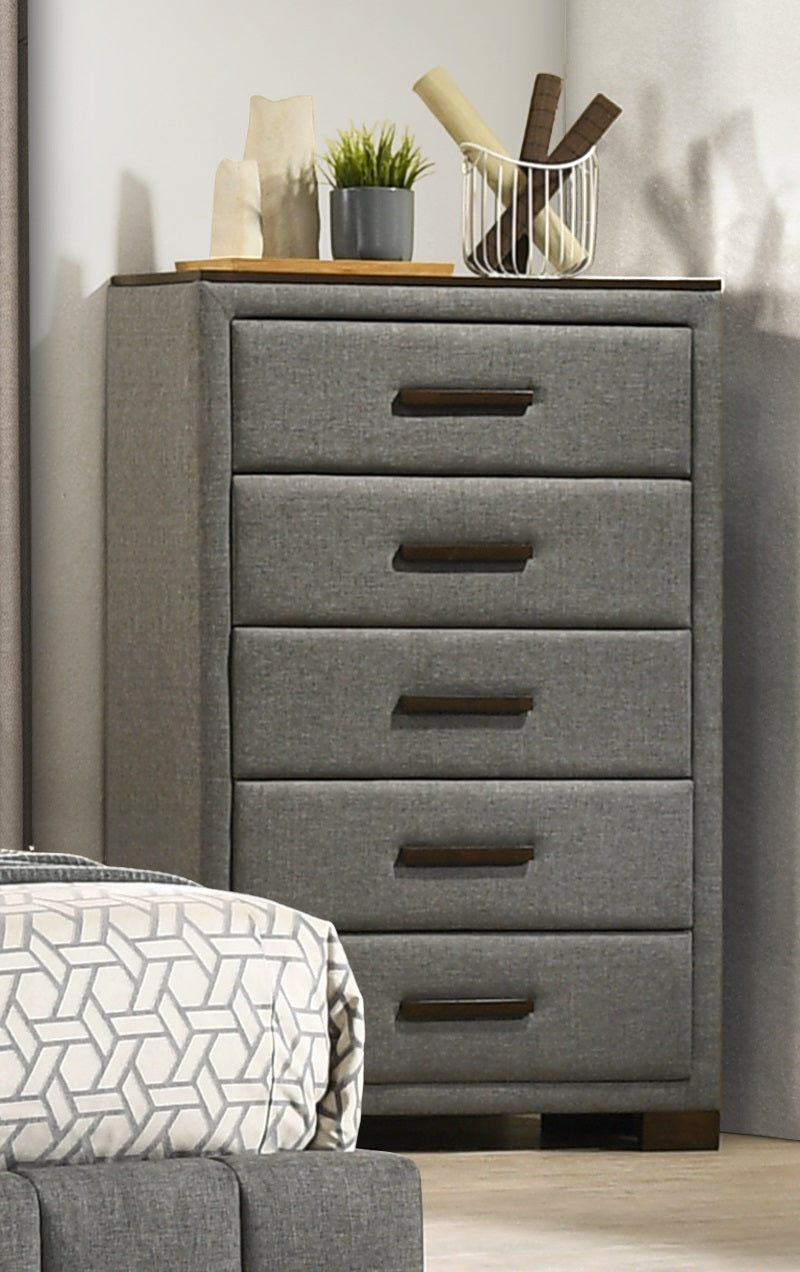 Dylan chest and dresser with mirror in dark grey finish