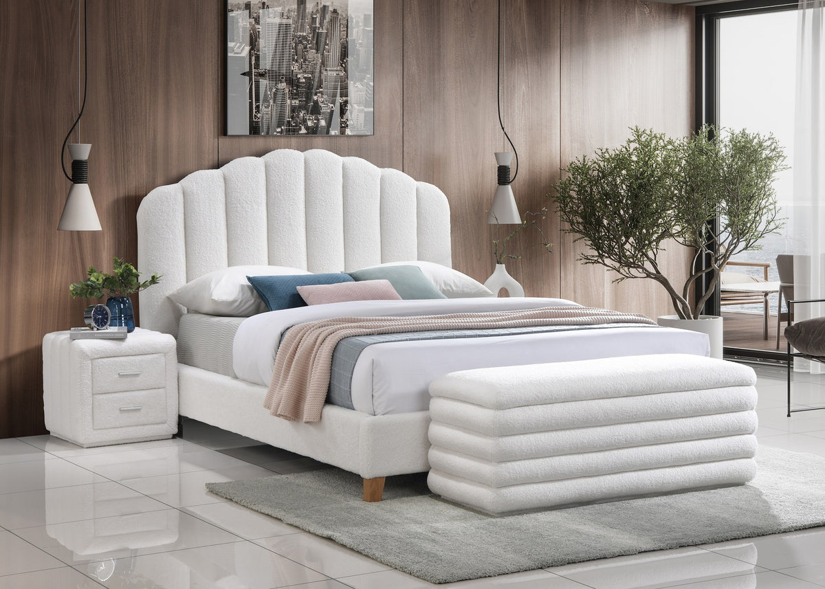 Maya bedroom collection in creme teddy bear fabric