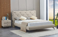 Densley creme faux-leather bed with diamond stitching