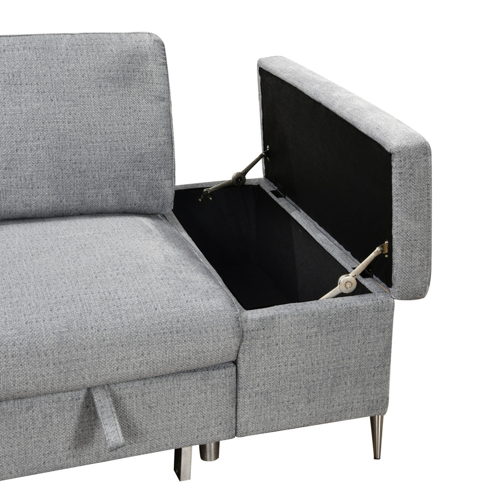 Neville sectional storage bench compartment detail