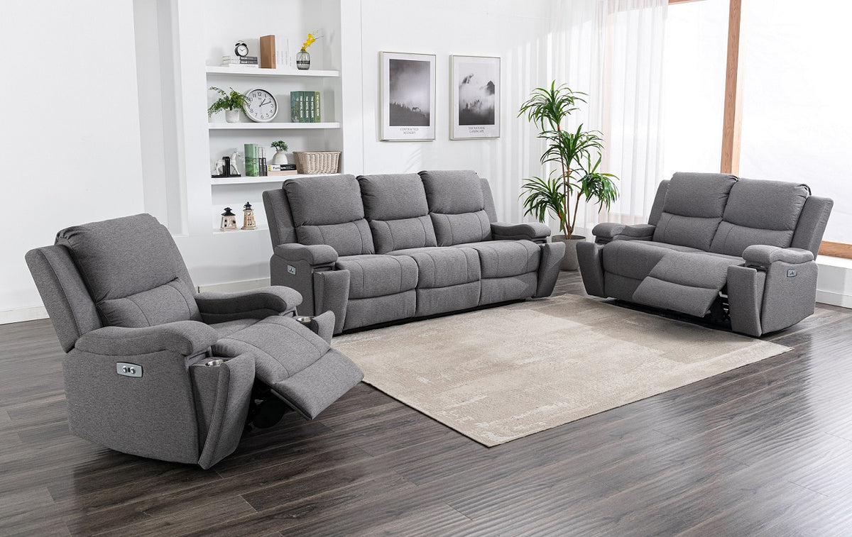 Pemberton grey fabric power reclining loveseat