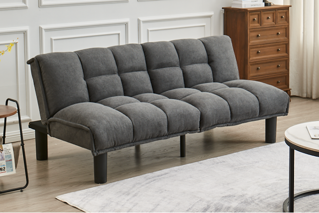 Ontario klik klak sofa bed in soft grey fabric