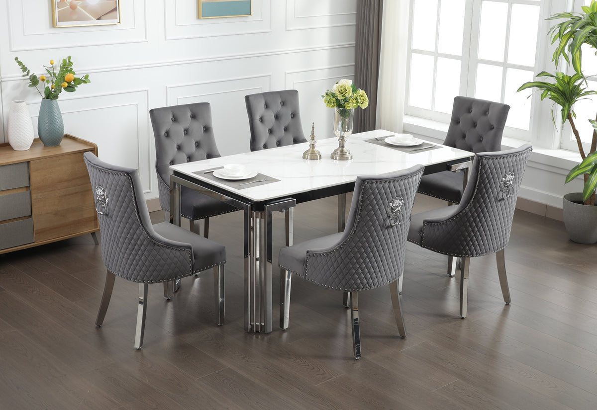 Alliston 7-piece dining set with ceramic marble top