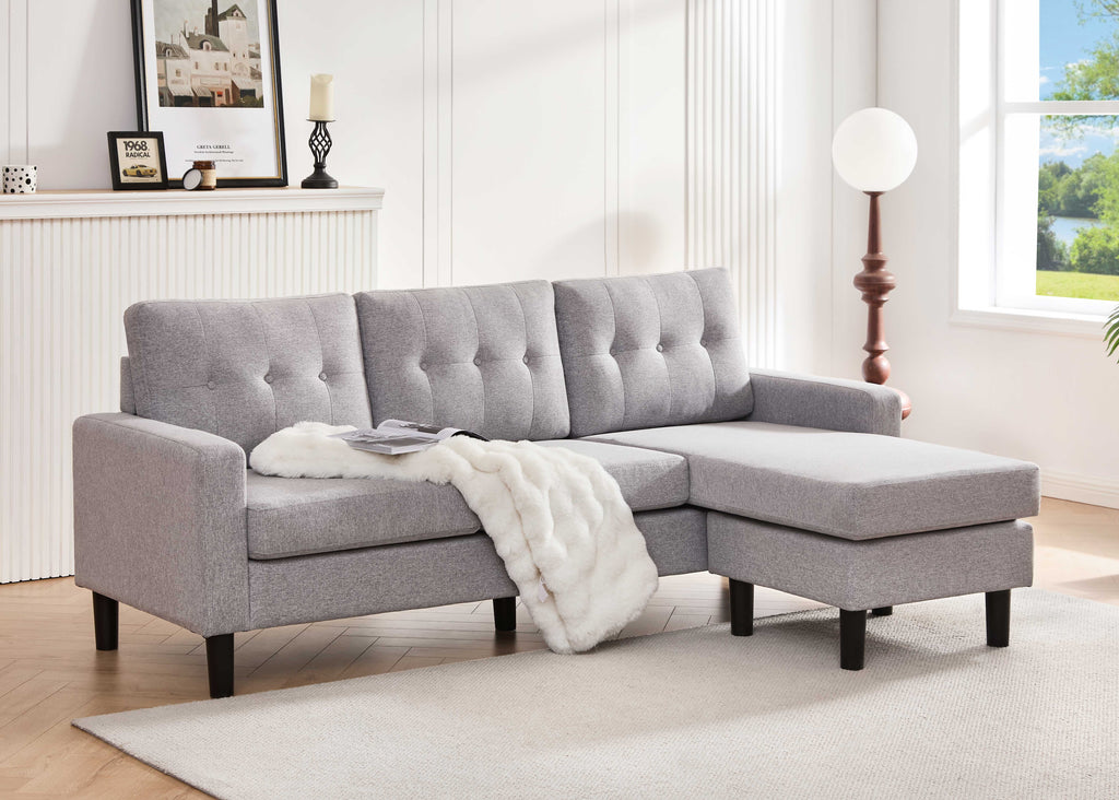 Langley sectional grey fabric detail