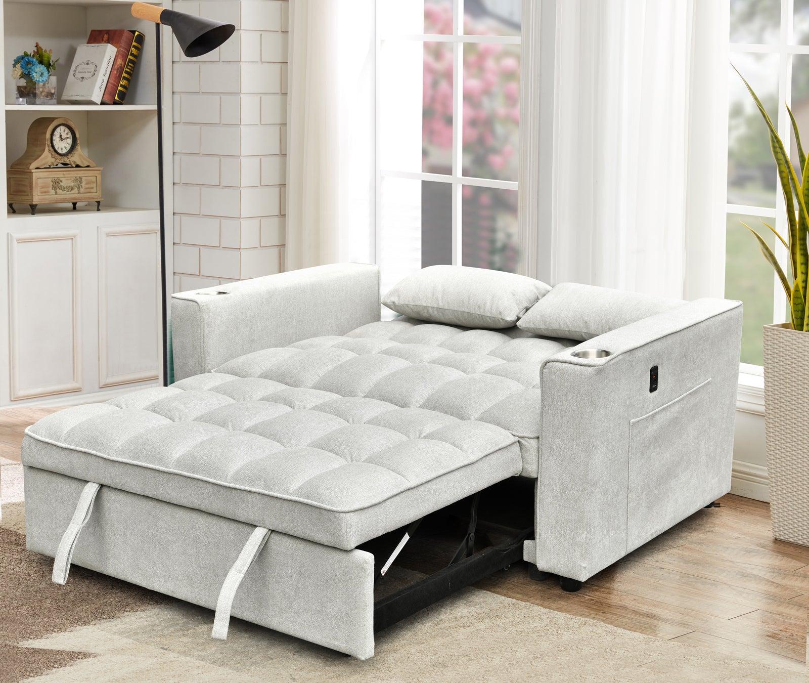 Elmer sofa bed opened to bed position
