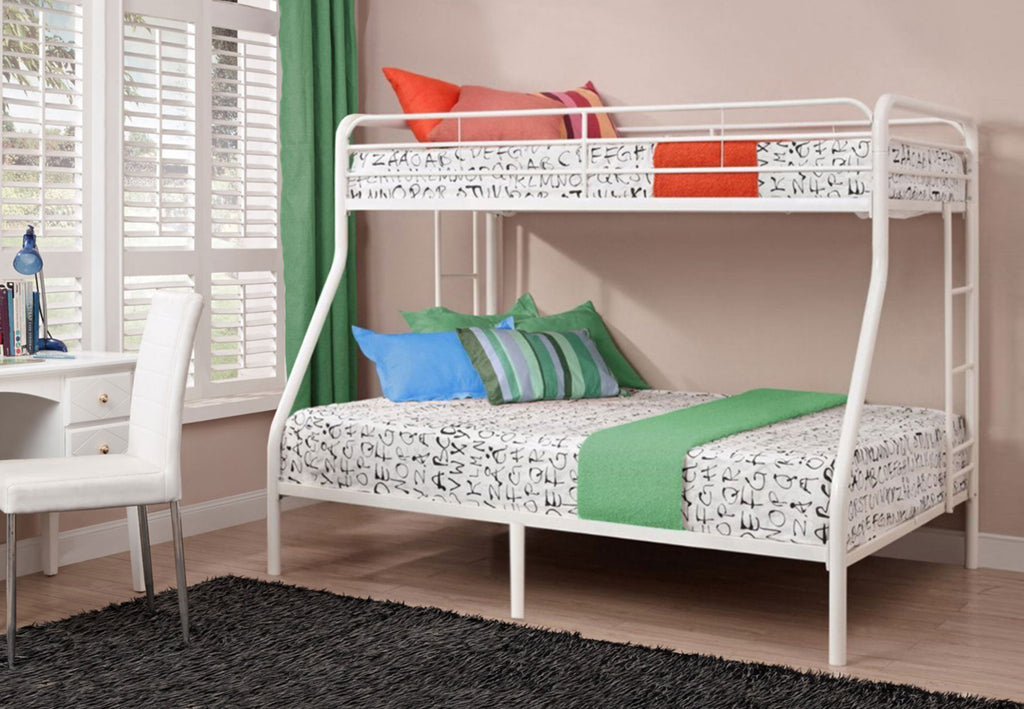 White single over double steel bunk bed
