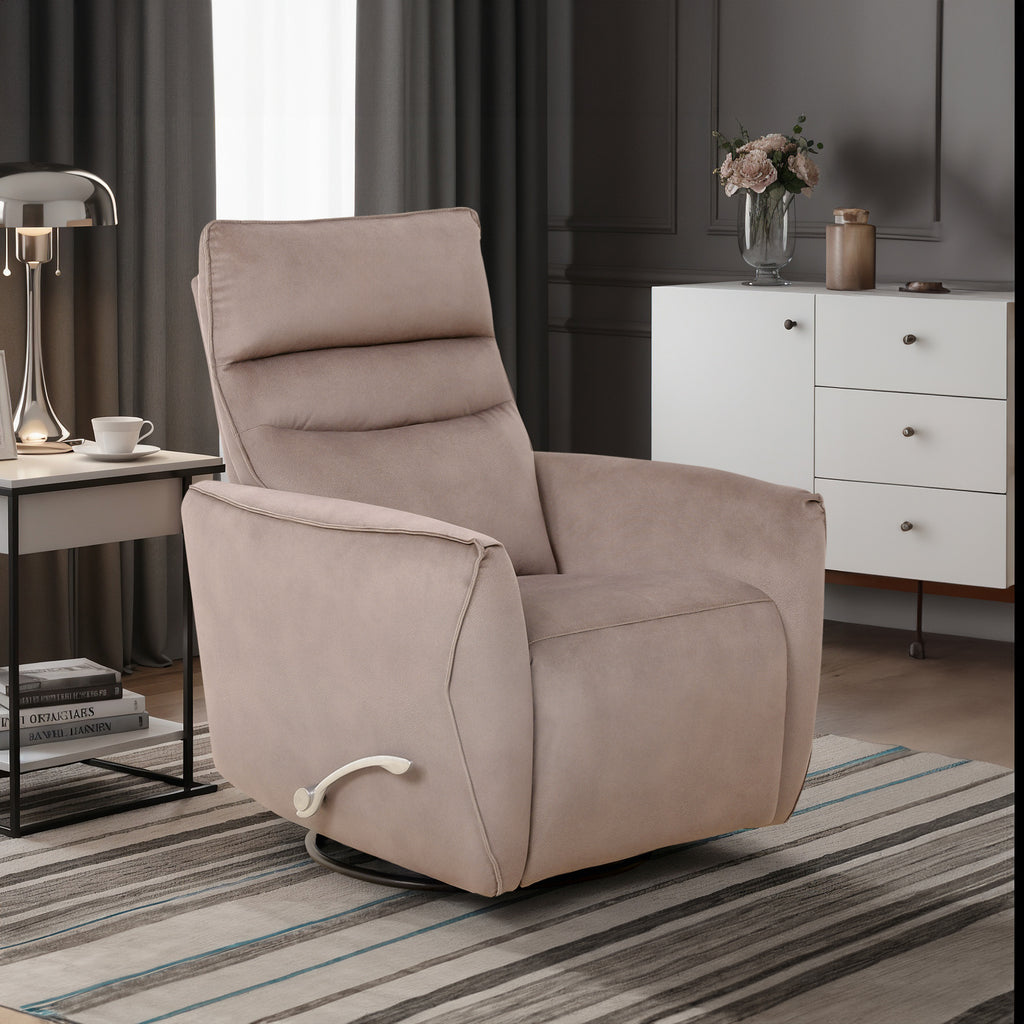 Crawford light taupe fabric recliner