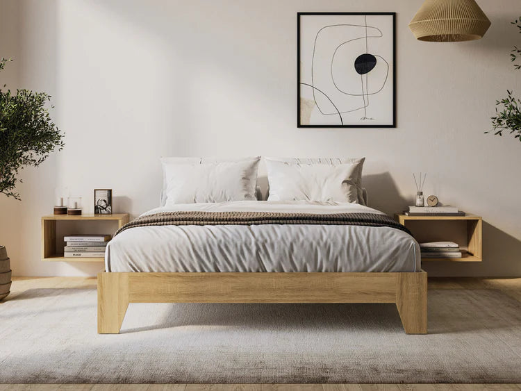 Brule natural oak low-profile Scandinavian platform bed