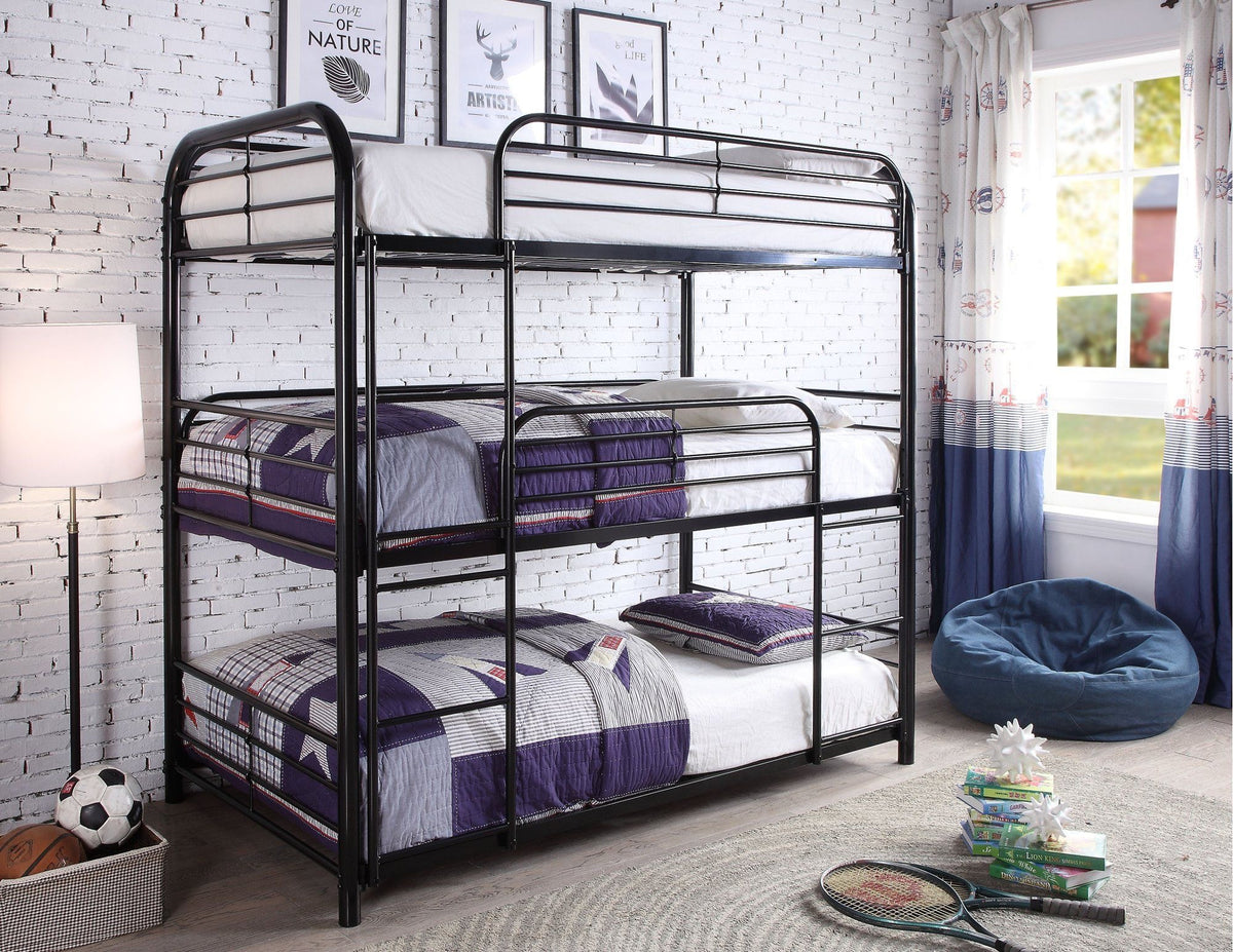 Elora black three-level triple bunk bed