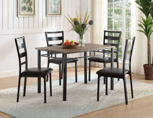 Ajax 5-piece black dinette set with modern table and four chairs