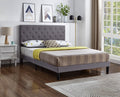 Farnham grey fabric adjustable bed with button tufting