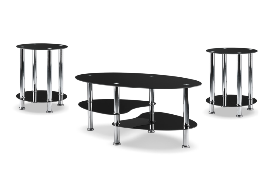Palmerston tempered glass and chrome coffee table set