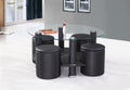 Sumach black coffee table with four hidden stools