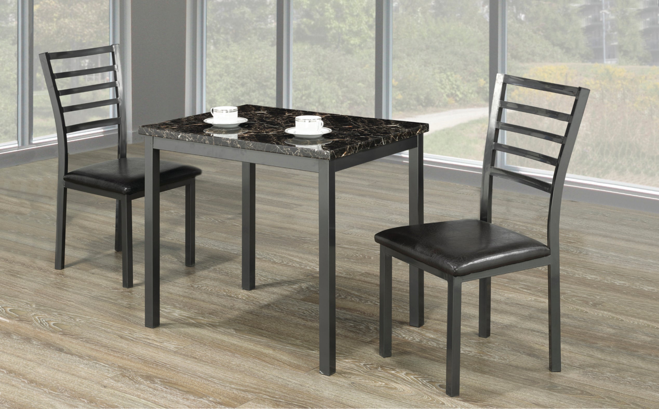 Birchmount 3-piece grey dinette set for small spaces