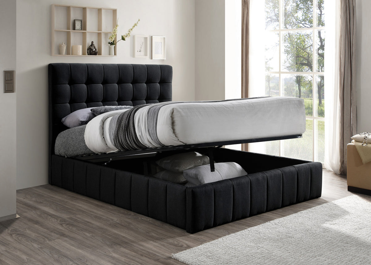 Pendrith black fabric lift storage bed