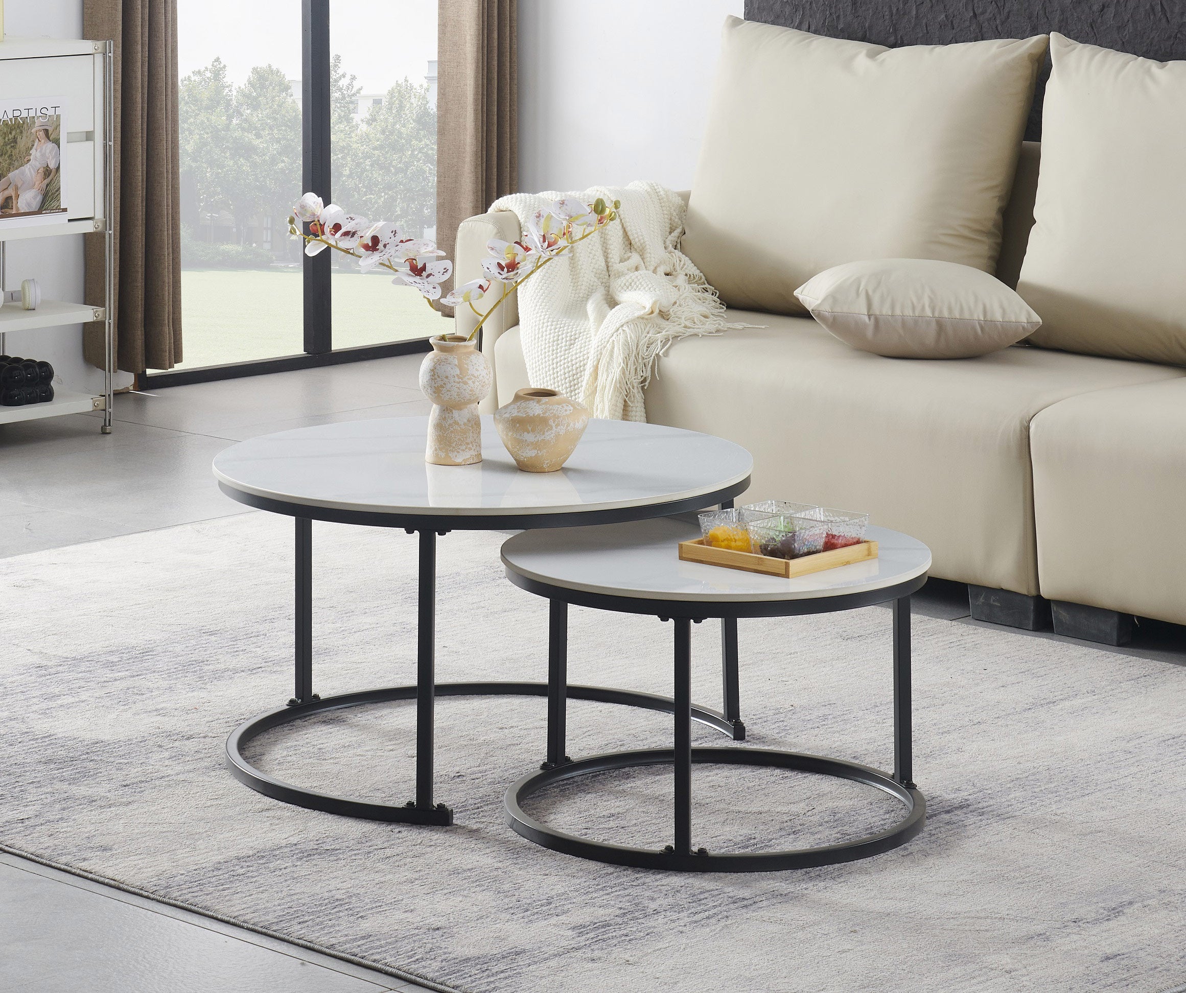 Baldwin set of two round sintered stone coffee tables