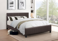 Norwood espresso faux-leather bed with adjustable headboard