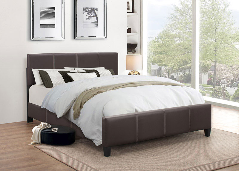 Norwood espresso faux-leather bed with adjustable headboard