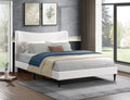 Crescent cream boucle bed with curved wing headboard