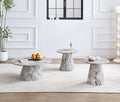 Glenview grey marble-look fluted pedestal coffee table set