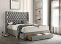 Empress grey velvet diamond-tufted storage bed