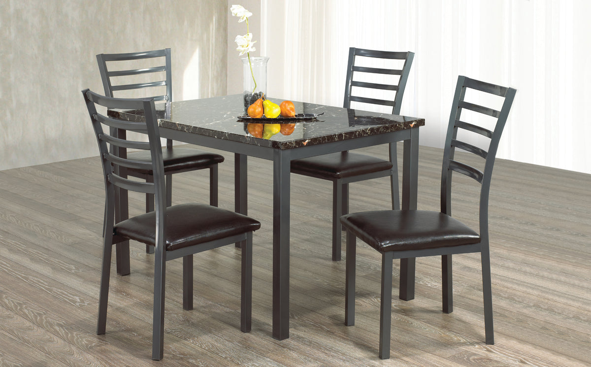 Milton 5-piece grey dinette set with table and four chairs