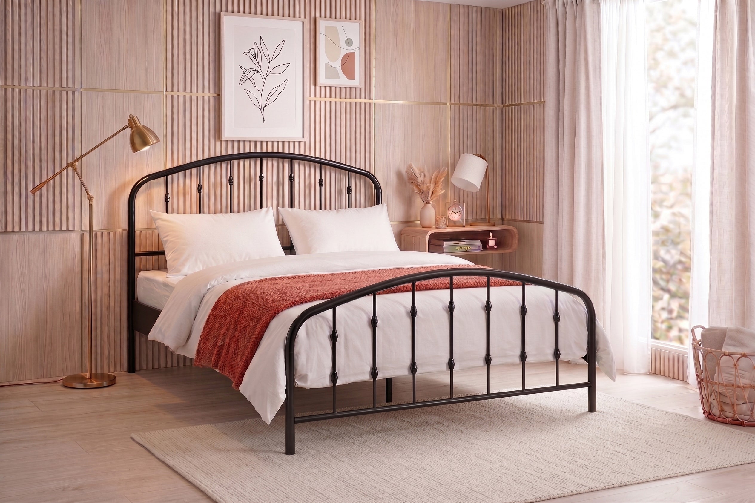 Stanley black metal platform storage bed