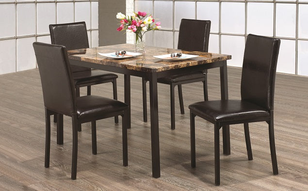 Applewood 5-piece dinette set with faux marble tabletop and four chairs