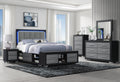 Emma Black-Grey matte black storage bed with LED headboard