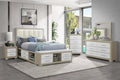 Emma Natural-White two-tone storage bed with LED headboard