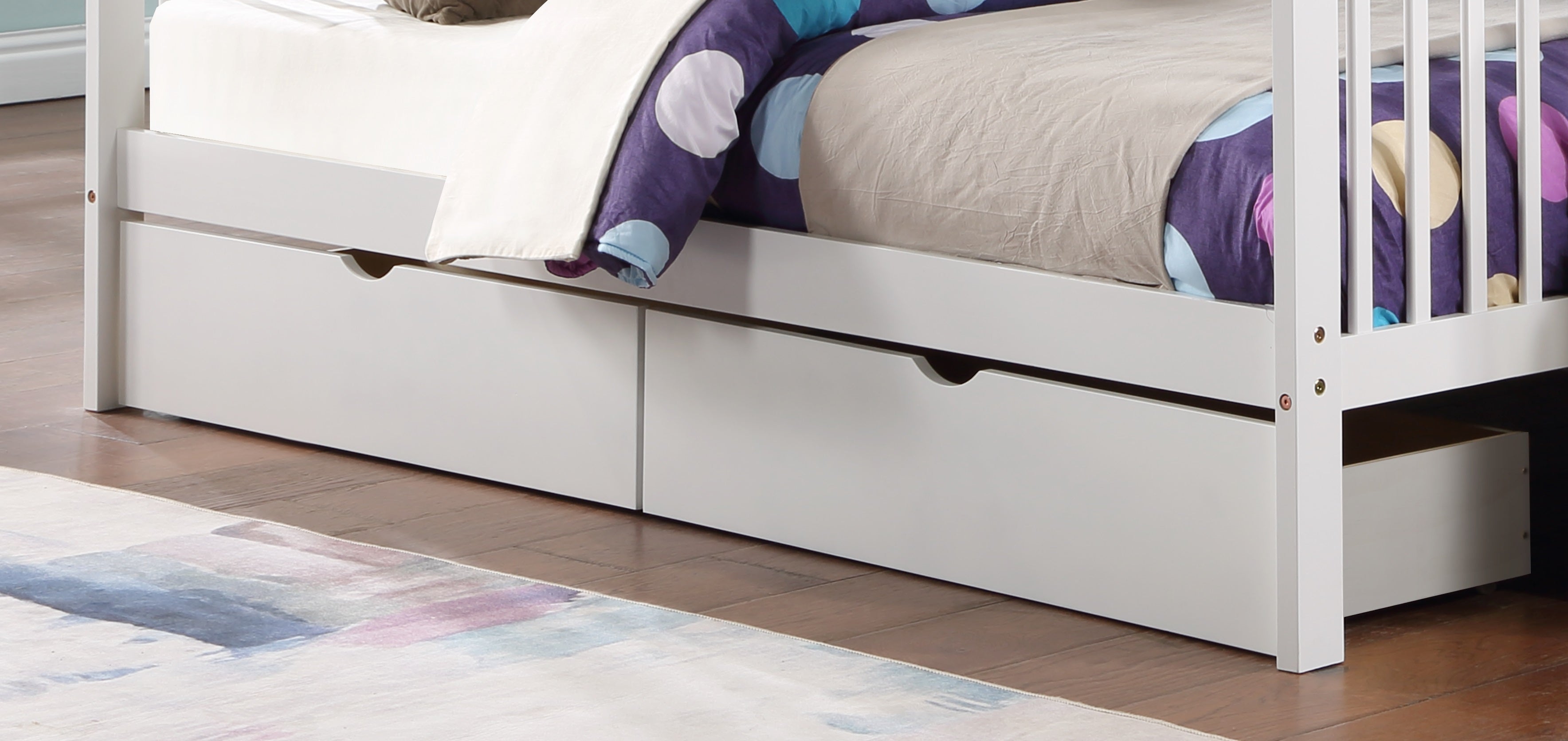 Bunk bed storage drawer set in white