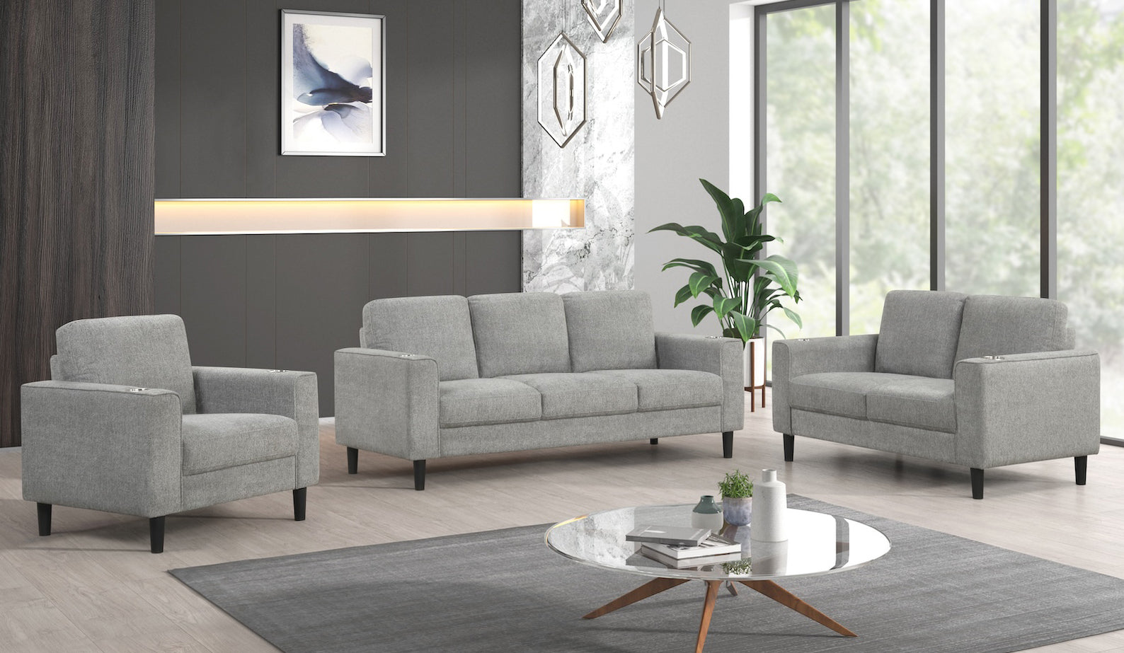 Playter sofa set with built-in cup holders