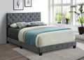 Briarhill grey velvet adjustable bed with nailhead trim