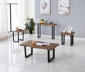 Faux live edge wood coffee table set with black metal legs