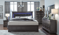 Pompei (Grey) Bedroom Collection – Metallic Grey Crocodile-Embossed Bed with Crystal Hardware