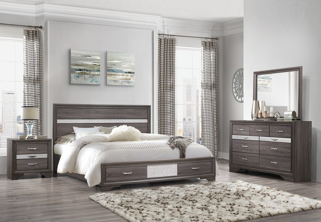 Seville Harper weathered grey platform bed