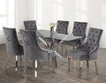 Erin 7-piece glass-top dining set with chrome legs