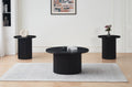 Flemington fluted pedestal coffee table set in black and natural