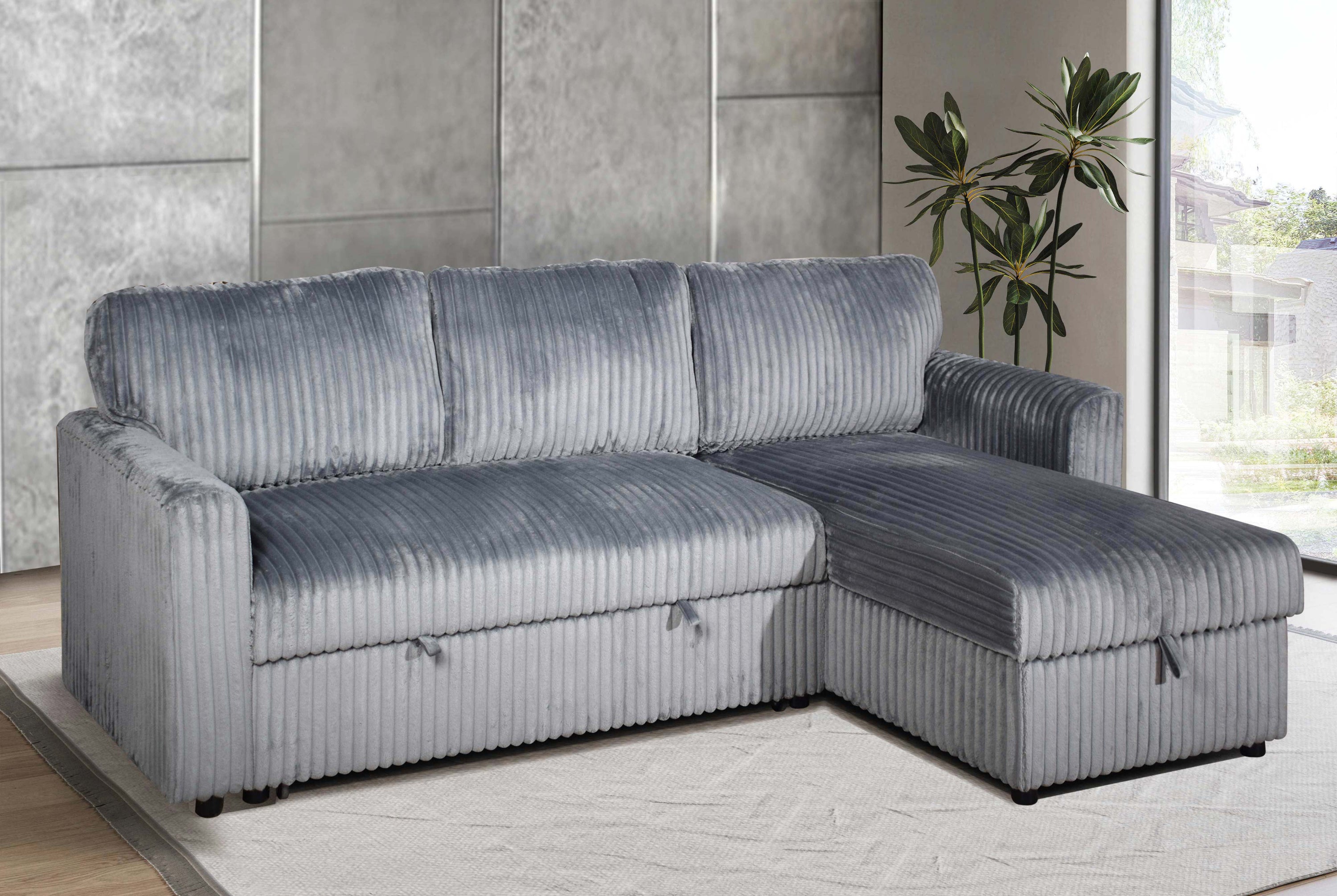 Waverley grey sofa bed sectional with reversible chaise