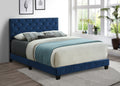 Briarhill blue velvet adjustable bed with nailhead trim