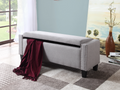 Havelock light grey storage bench with nailhead trim