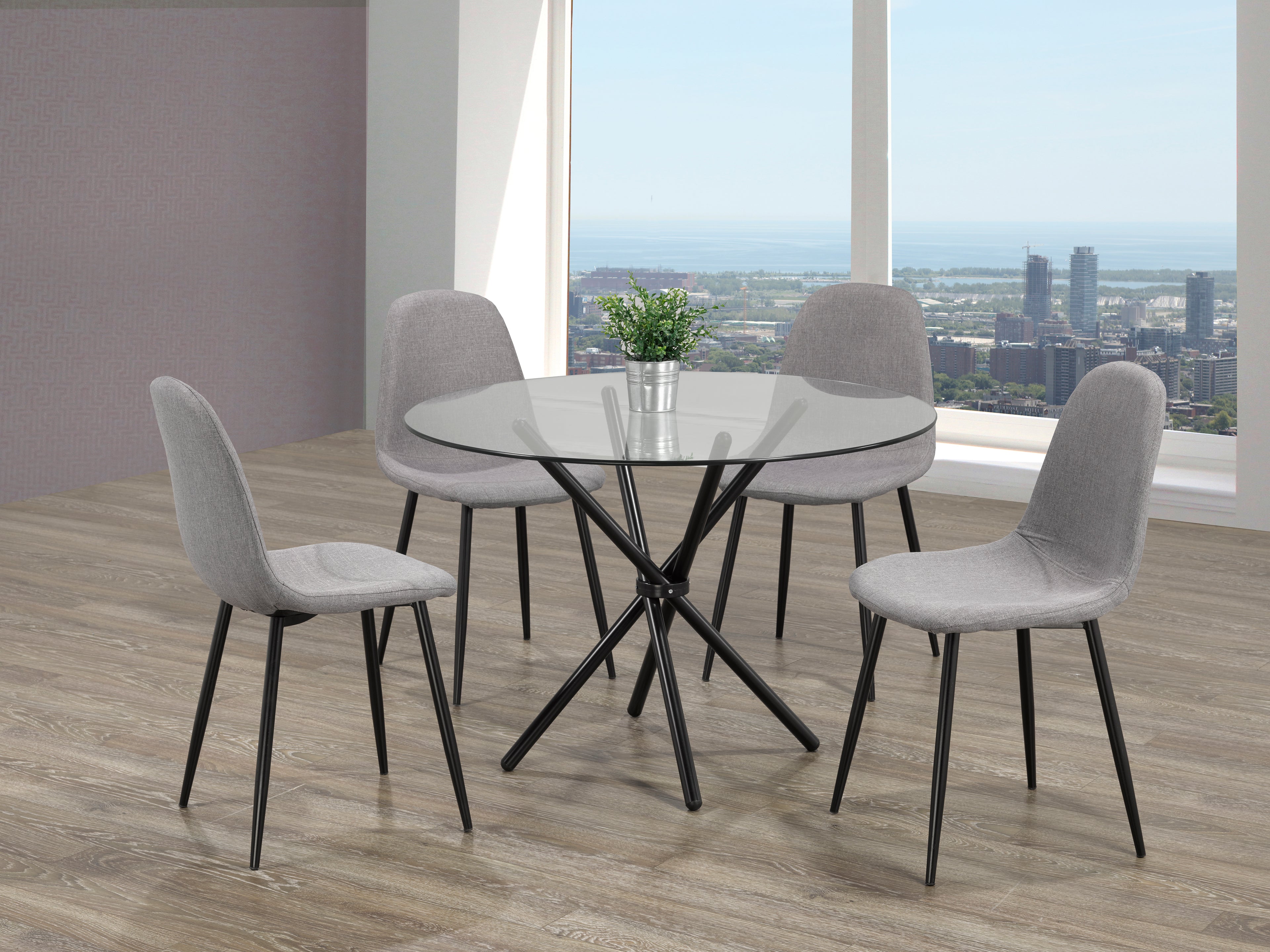 Maple 5-piece glass-top dinette set