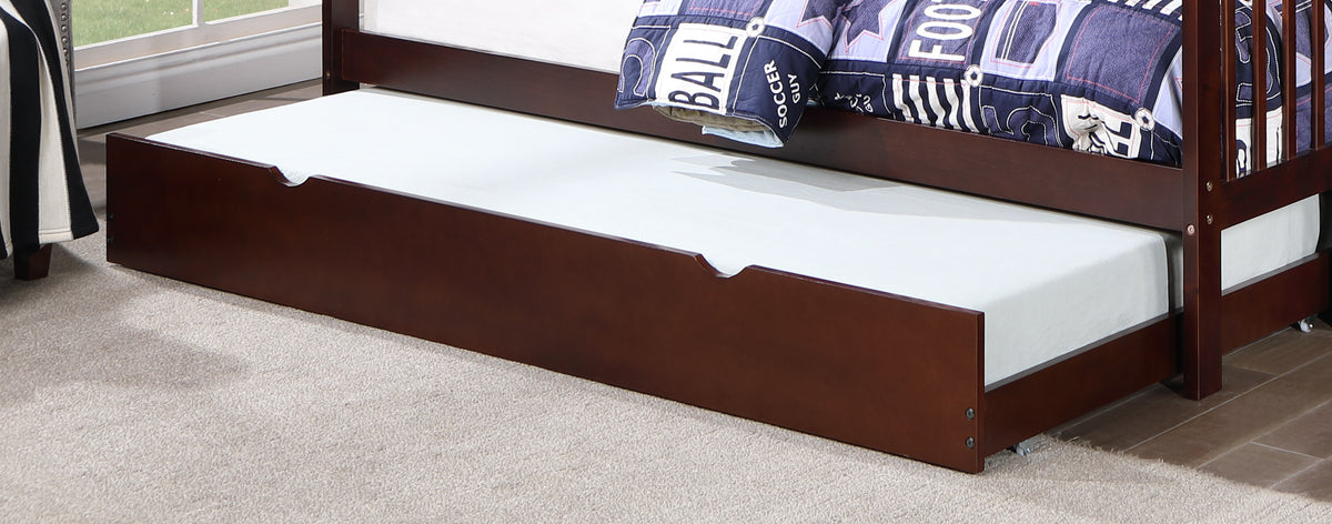 39-inch single pull-out trundle bed in espresso for bunk beds