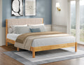 Fairbank beige velvet channel headboard bed
