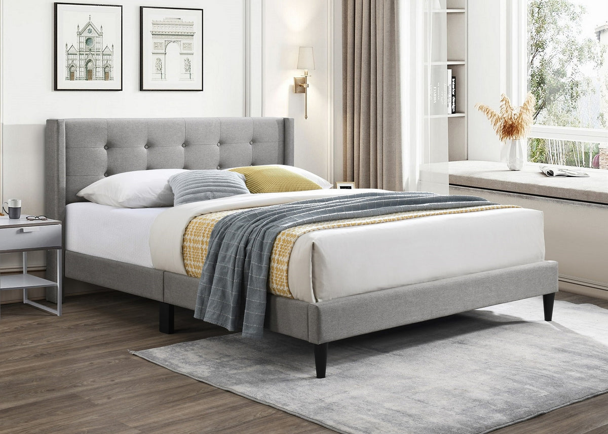 Larchmont grey fabric wing bed in a box