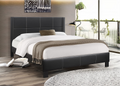 Rushton black faux-leather bed with contrast stitching