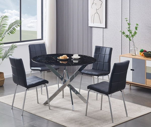 Georgetown 5-piece dining set with black marble glass top