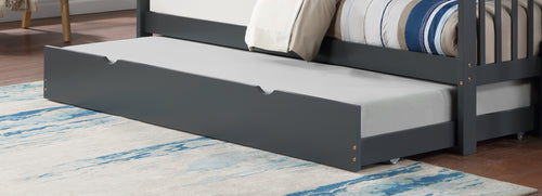 39-inch single pull-out trundle bed in grey for bunk beds